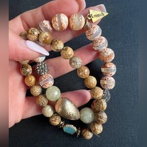 💍👑ERIMISH (2) NATURAL STONE & BEADS BOHO BRACELET💍👑